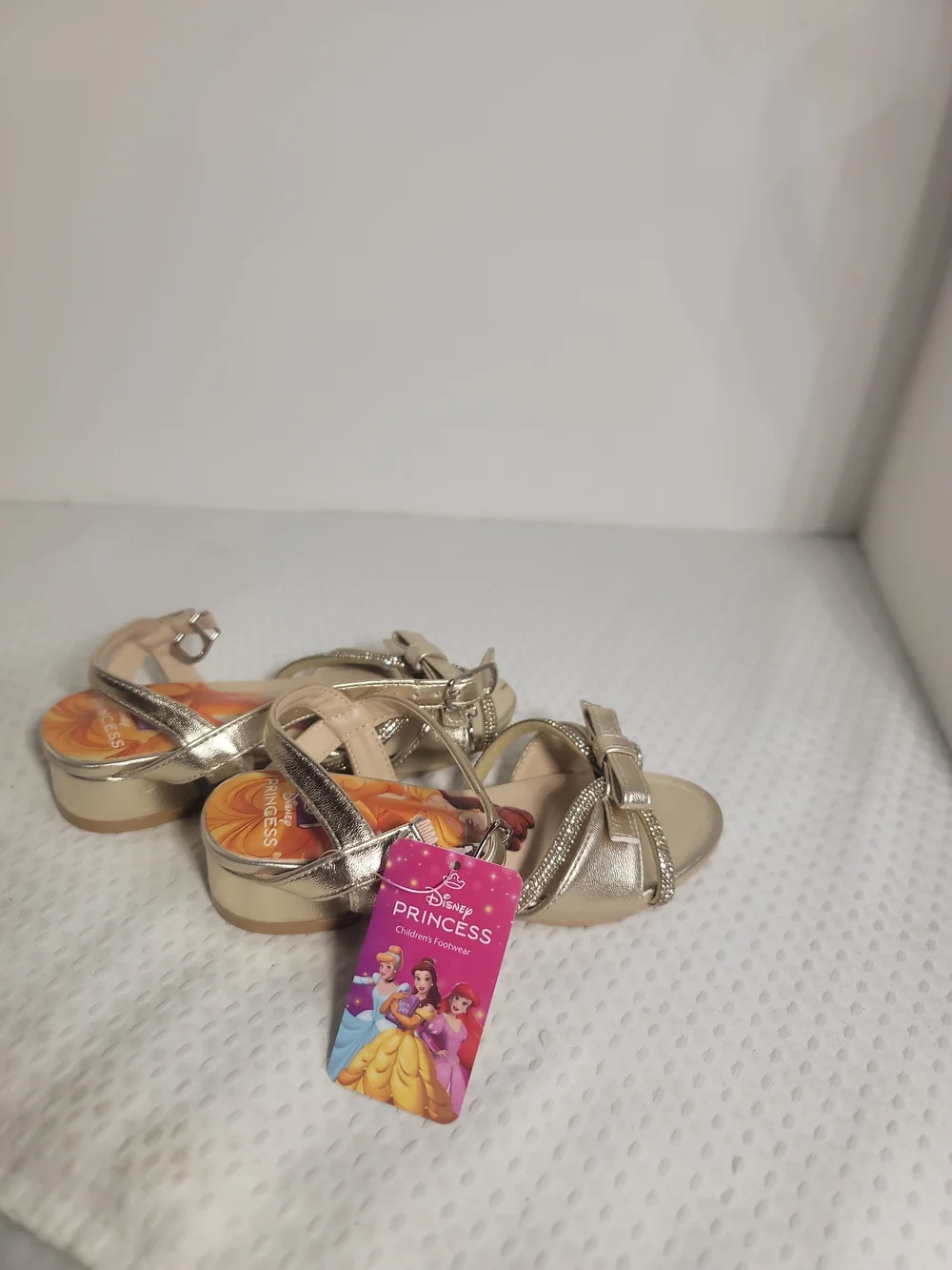 Girls' Metallic Gold Dress Sandals with Bow